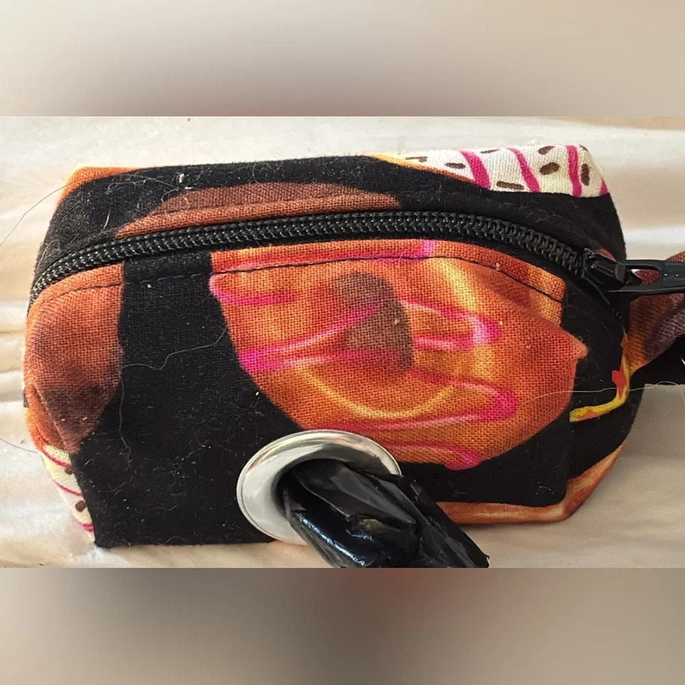 Hand Crafted Donut Design Dog poop bag Carrier - Black and Brown